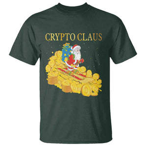Funny Christmas Bitcoin Crypto Claus T Shirt TS09 Dark Forest Green Print Your Wear