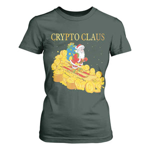 Funny Christmas Bitcoin Crypto Claus T Shirt For Women TS09 Dark Forest Green Print Your Wear