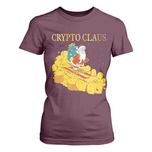 Funny Christmas Bitcoin Crypto Claus T Shirt For Women TS09 Maroon Print Your Wear