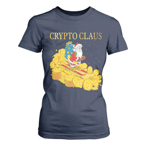 Funny Christmas Bitcoin Crypto Claus T Shirt For Women TS09 Navy Print Your Wear
