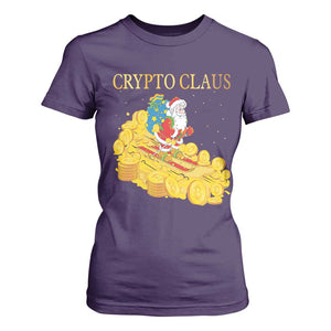 Funny Christmas Bitcoin Crypto Claus T Shirt For Women TS09 Purple Print Your Wear