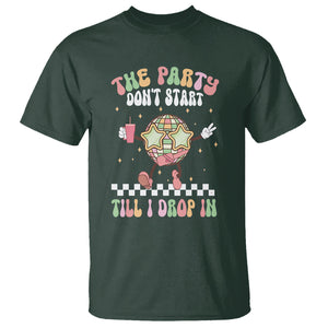 The Party Don't Start Till I Drop In Boujee Disco Ball Retro Groovy T Shirt TS09 Dark Forest Green Printyourwear