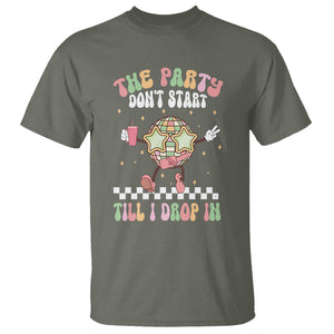 The Party Don't Start Till I Drop In Boujee Disco Ball Retro Groovy T Shirt TS09 Military Green Printyourwear
