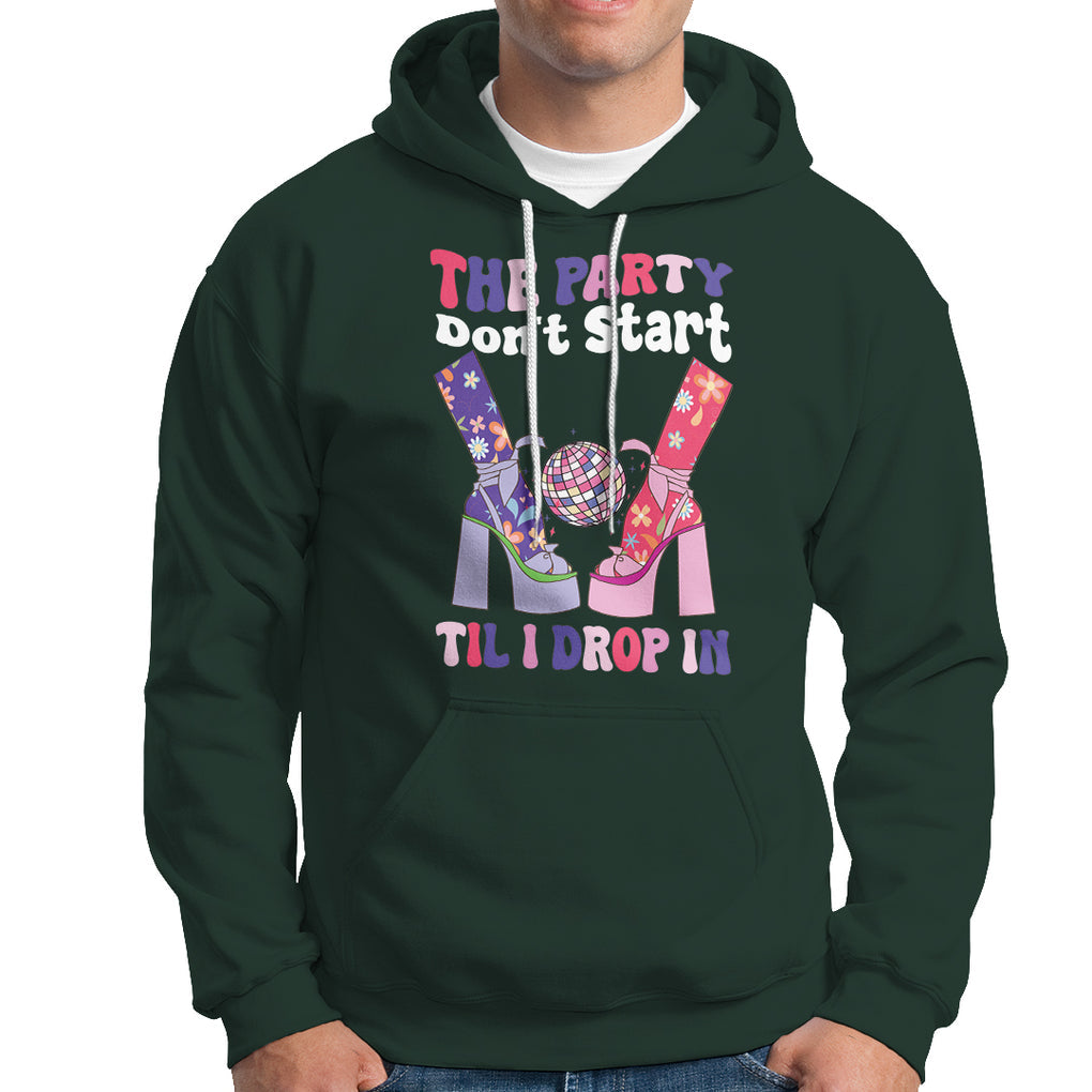 The Party Don't Start Till I Drop In Boujee Disco Ball Retro Groovy Hoodie TS09 Dark Forest Green Printyourwear