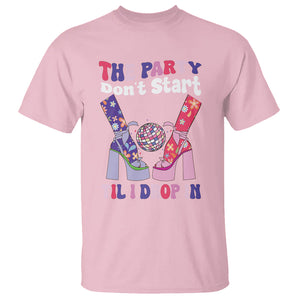The Party Don't Start Till I Drop In Boujee Disco Ball Retro Groovy T Shirt TS09 Light Pink Printyourwear