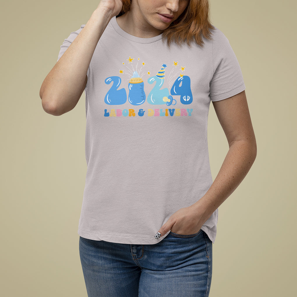 Retro 2024 Labor and Delivery Unit Nurse New Years Eve Rn Np T Shirt For Women TS09 Ice Gray Printyourwear