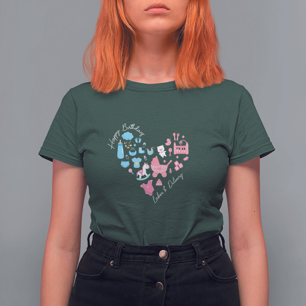 Happy Birthday Specialist Labor and Delivery RN or OB Nurse T Shirt For Women TS09 Dark Forest Green Printyourwear