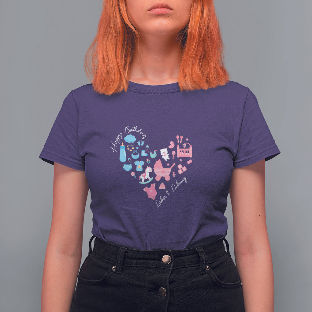 Happy Birthday Specialist Labor and Delivery RN or OB Nurse T Shirt For Women TS09 Purple Printyourwear