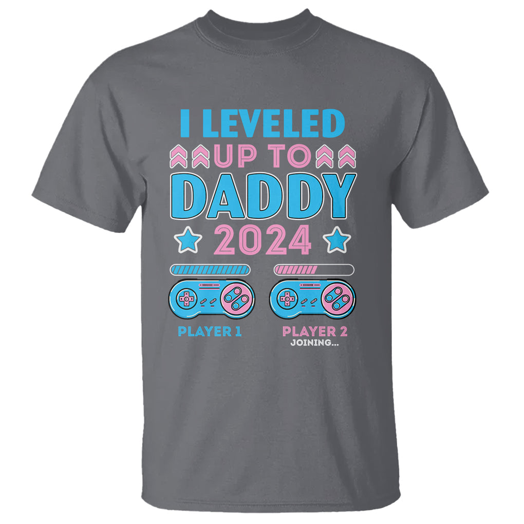 I Leveled Up To Daddy 2024 Funny Soon To Be Dad T Shirt TS09 Charcoal Printyourwear