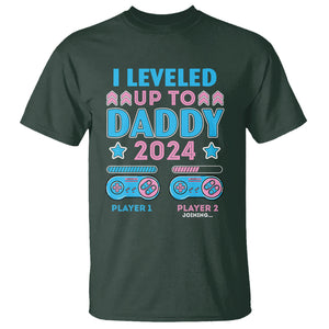 I Leveled Up To Daddy 2024 Funny Soon To Be Dad T Shirt TS09 Dark Forest Green Printyourwear
