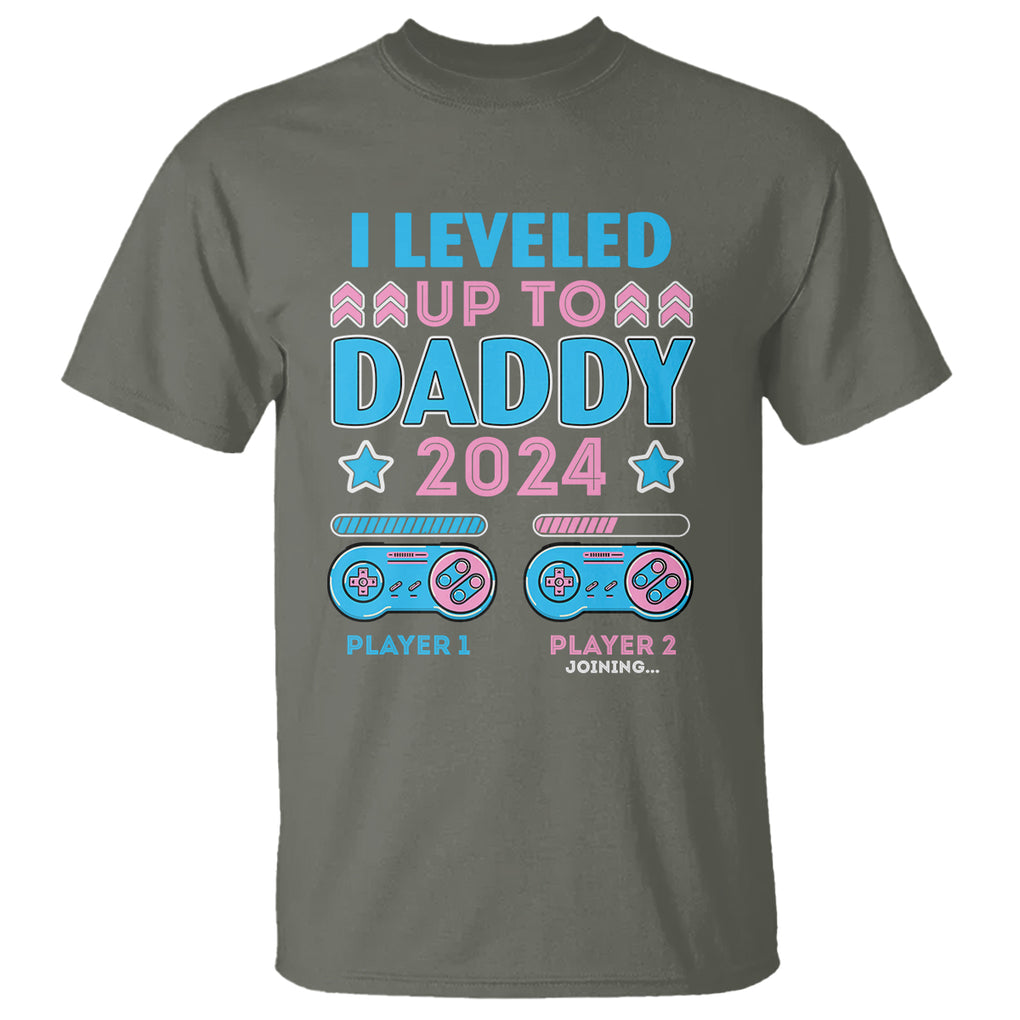 I Leveled Up To Daddy 2024 Funny Soon To Be Dad T Shirt TS09 Military Green Printyourwear