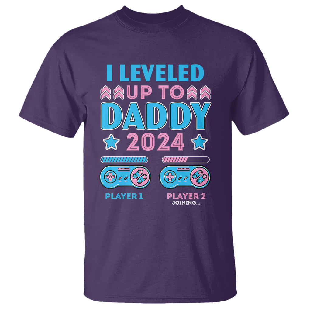 I Leveled Up To Daddy 2024 Funny Soon To Be Dad T Shirt TS09 Purple Printyourwear