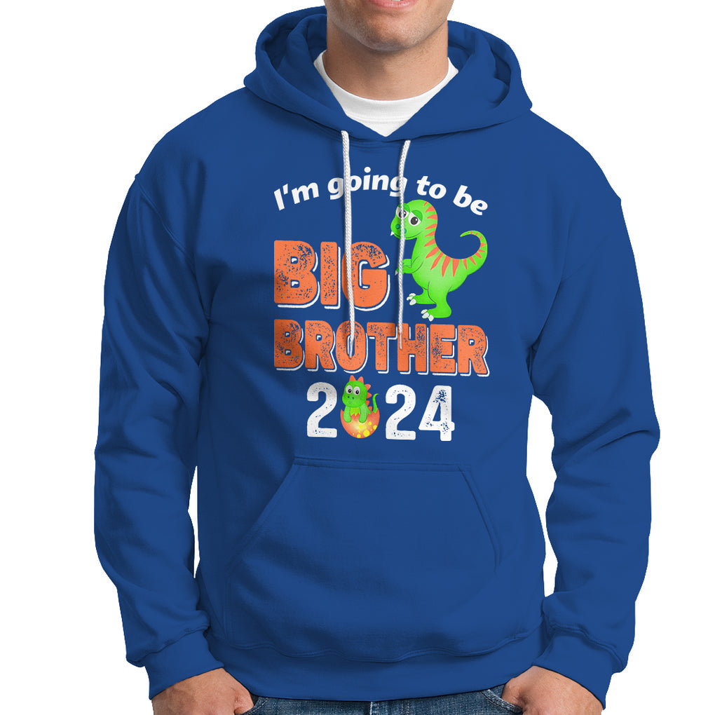 I'm Going To Be Big Brother 2024 Dinosaur Bro Baby Hoodie TS09 Royal Blue Printyourwear