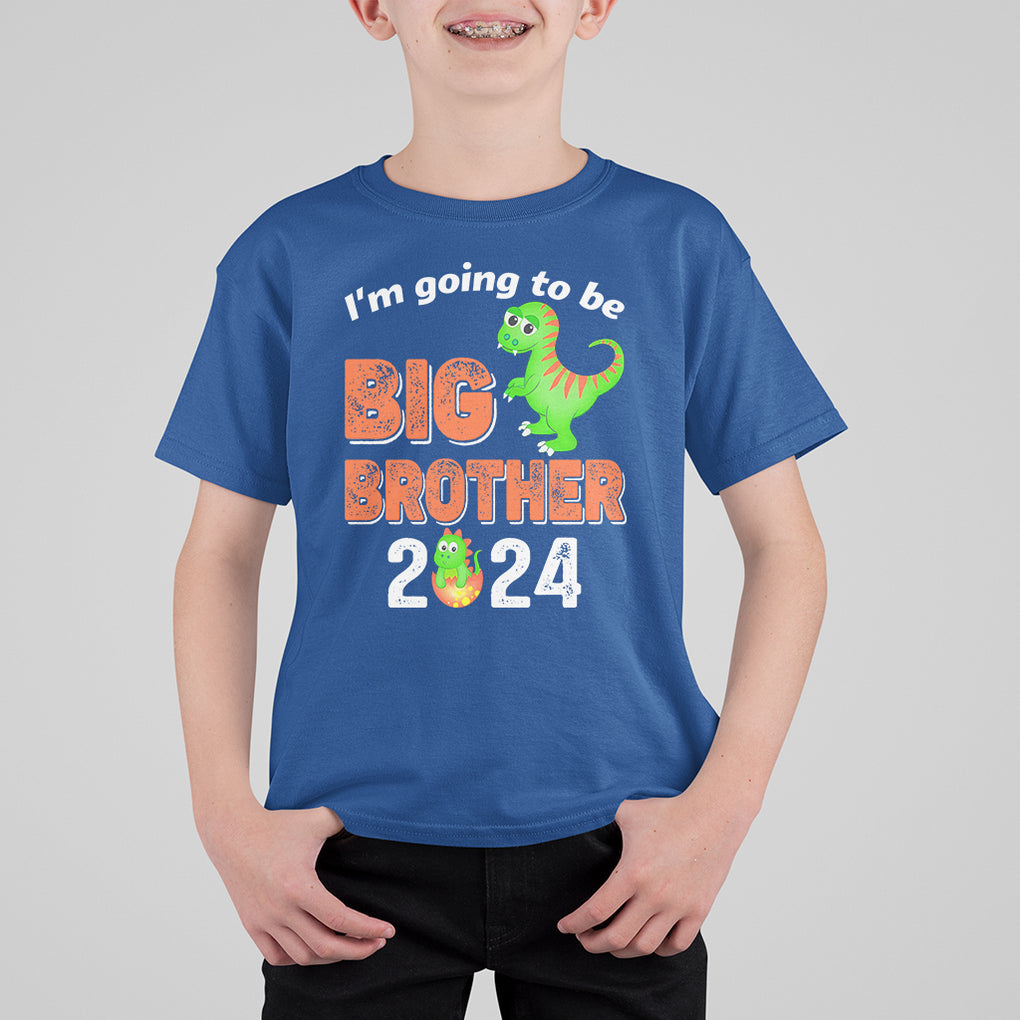 I'm Going To Be Big Brother 2024 Dinosaur Bro Baby T Shirt For Kid TS09 Royal Blue Printyourwear