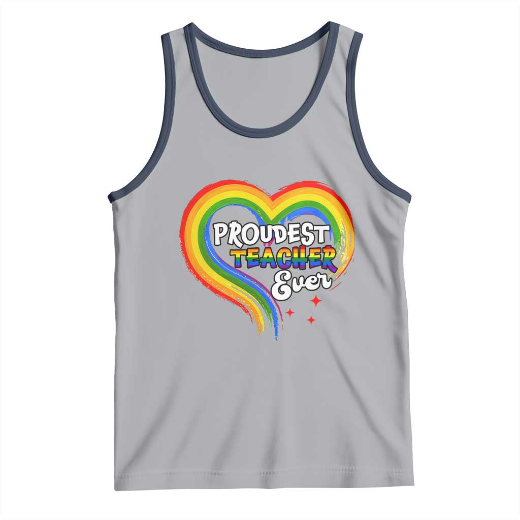 LGBT History Month Tank Top Proudest Teacher Ever Teaching Proud Rainbow TS09 Athletic Heather Navy Print Your Wear