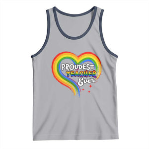 LGBT History Month Tank Top Proudest Teacher Ever Teaching Proud Rainbow TS09 Athletic Heather Navy Print Your Wear