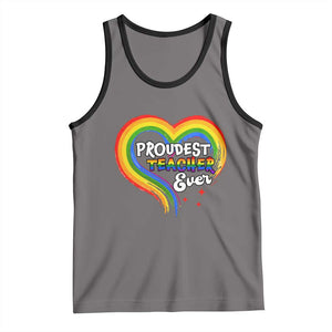 LGBT History Month Tank Top Proudest Teacher Ever Teaching Proud Rainbow TS09 Deep Heather Black Print Your Wear