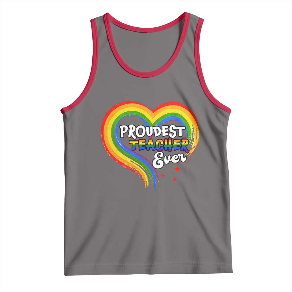 LGBT History Month Tank Top Proudest Teacher Ever Teaching Proud Rainbow TS09 Deep Heather Red Print Your Wear