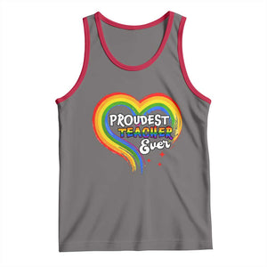 LGBT History Month Tank Top Proudest Teacher Ever Teaching Proud Rainbow TS09 Deep Heather Red Print Your Wear
