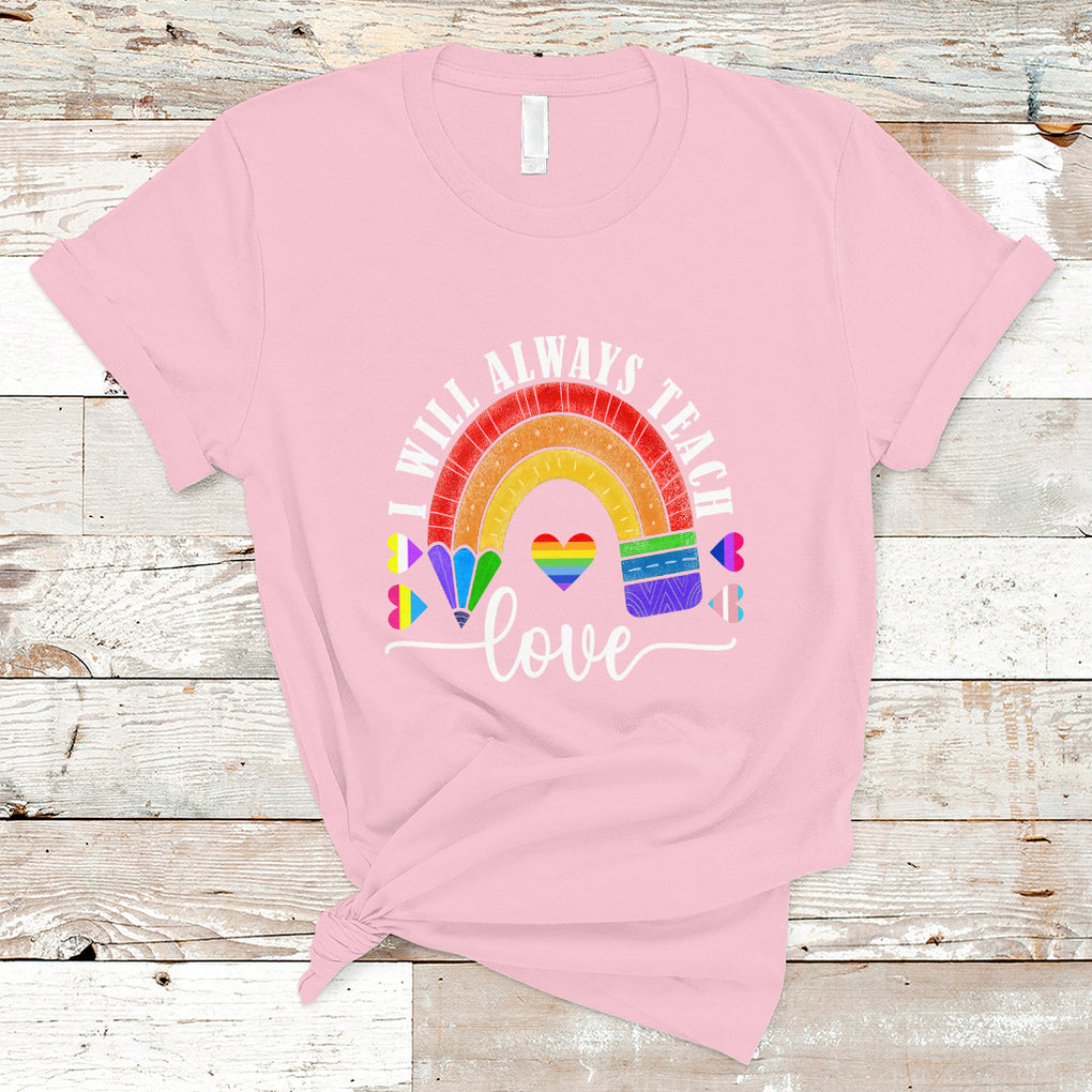 LGBT History Month T Shirt Proudest Teacher Ever Teaching Proud Rainbow TS09 Light Pink Printyourwear