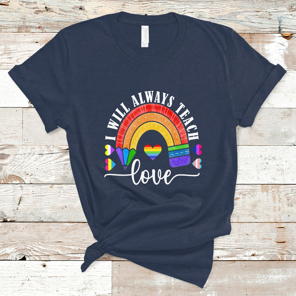 LGBT History Month T Shirt Proudest Teacher Ever Teaching Proud Rainbow TS09 Navy Printyourwear