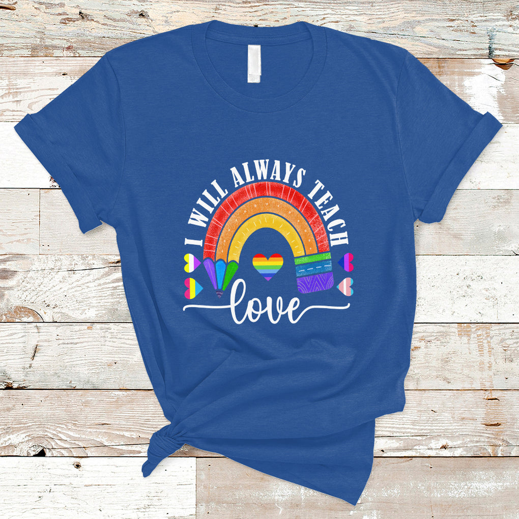 LGBT History Month T Shirt Proudest Teacher Ever Teaching Proud Rainbow TS09 Royal Blue Printyourwear
