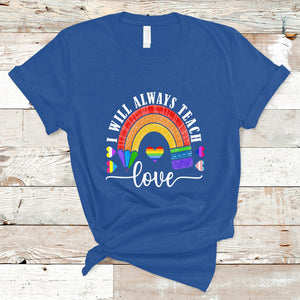 LGBT History Month T Shirt Proudest Teacher Ever Teaching Proud Rainbow TS09 Royal Blue Printyourwear