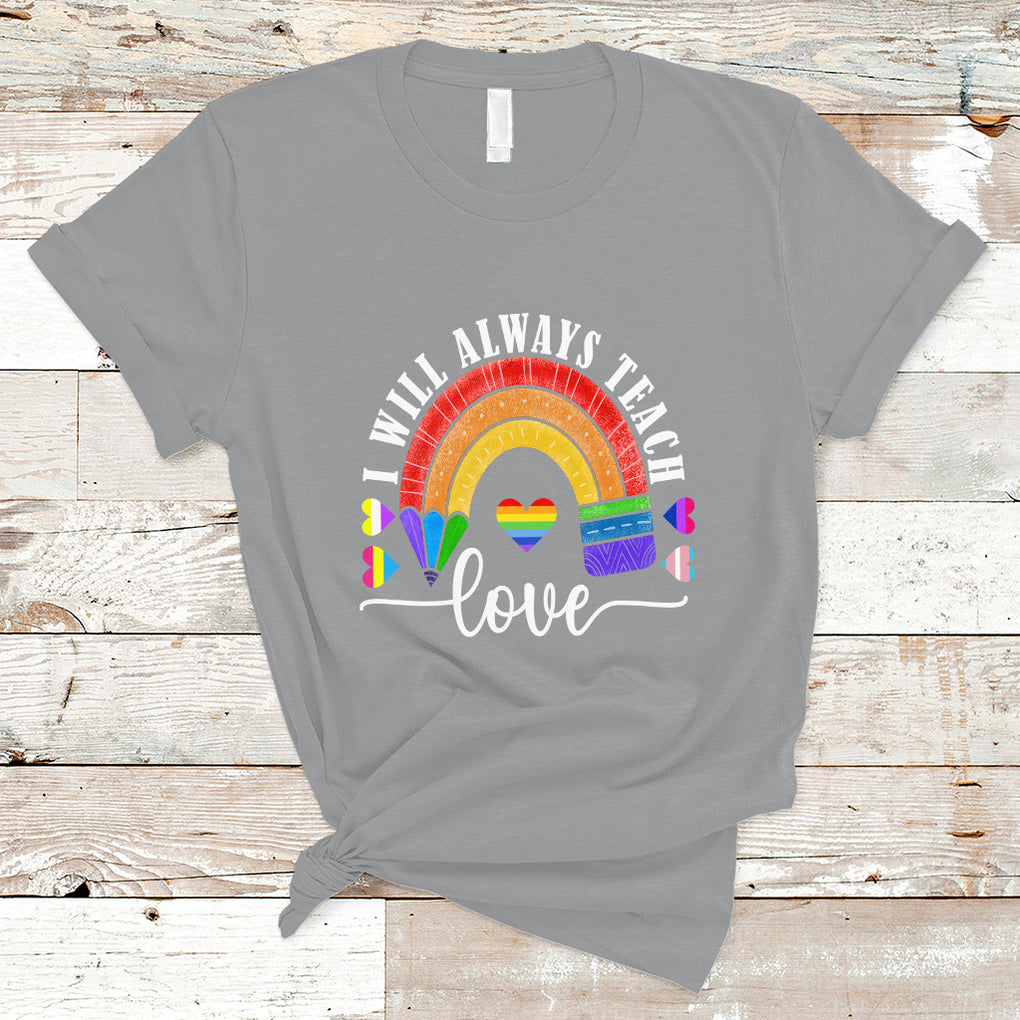 LGBT History Month T Shirt Proudest Teacher Ever Teaching Proud Rainbow TS09 Sport Gray Printyourwear