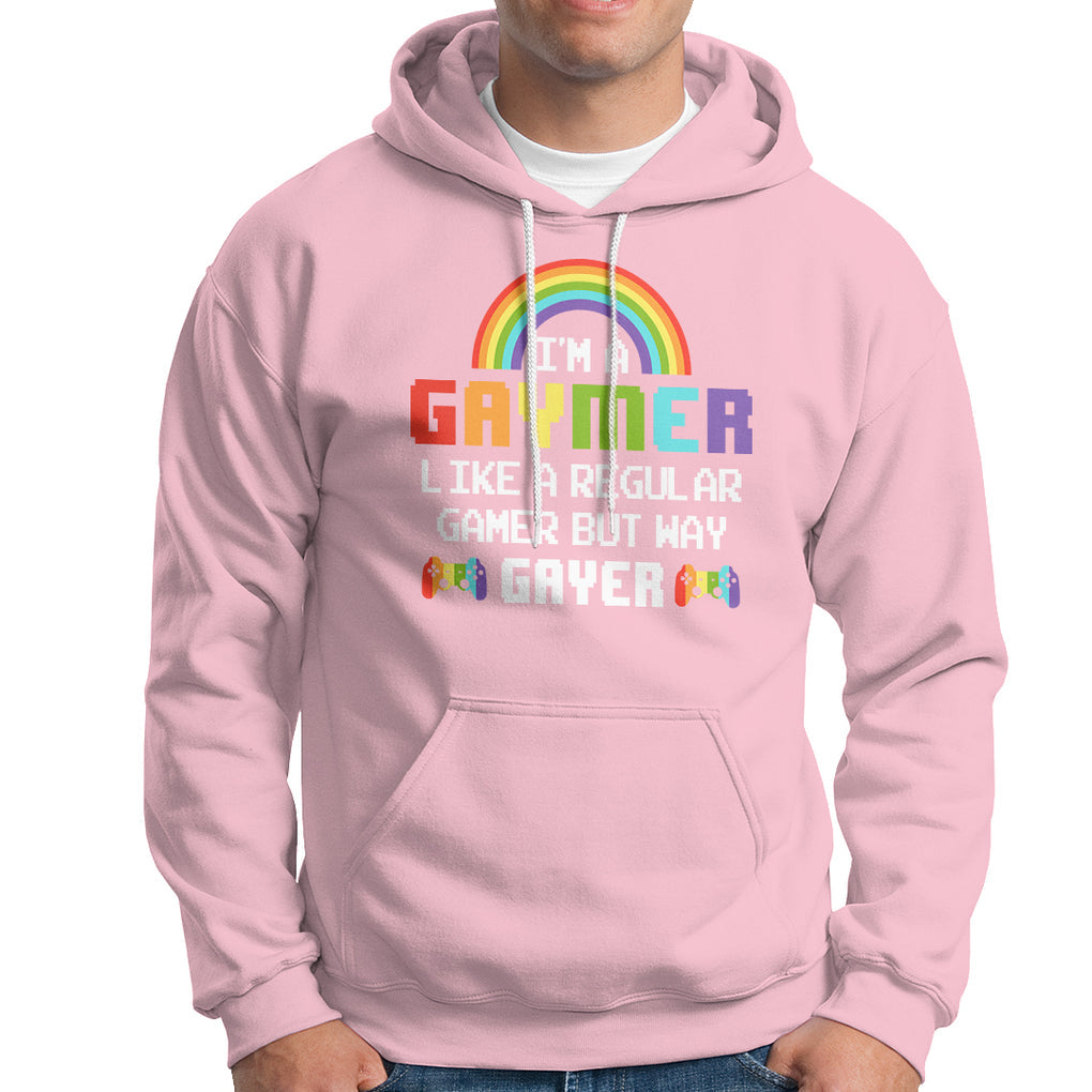 Gaymer Like A Regular Gamer But Way Gayer LGBT Rainbow Gaming Hoodie TS09 Light Pink Printyourwear