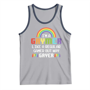 Gaymer Like A Regular Gamer But Way Gayer LGBT Rainbow Gaming Tank Top TS09 Athletic Heather Navy Print Your Wear