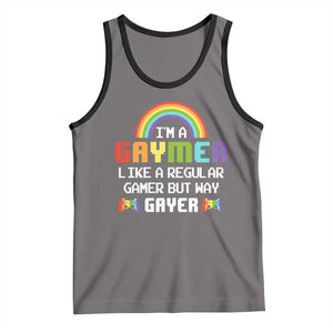 Gaymer Like A Regular Gamer But Way Gayer LGBT Rainbow Gaming Tank Top TS09 Deep Heather Black Print Your Wear
