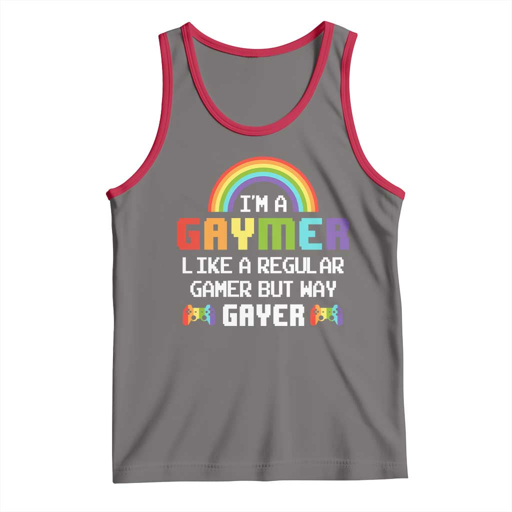 Gaymer Like A Regular Gamer But Way Gayer LGBT Rainbow Gaming Tank Top TS09 Deep Heather Red Print Your Wear