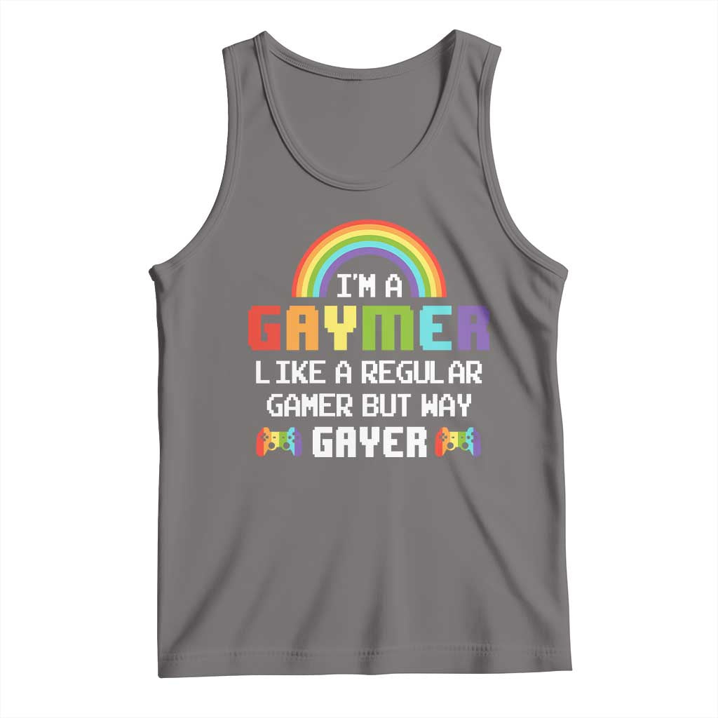 Gaymer Like A Regular Gamer But Way Gayer LGBT Rainbow Gaming Tank Top TS09 Deep Heather Print Your Wear