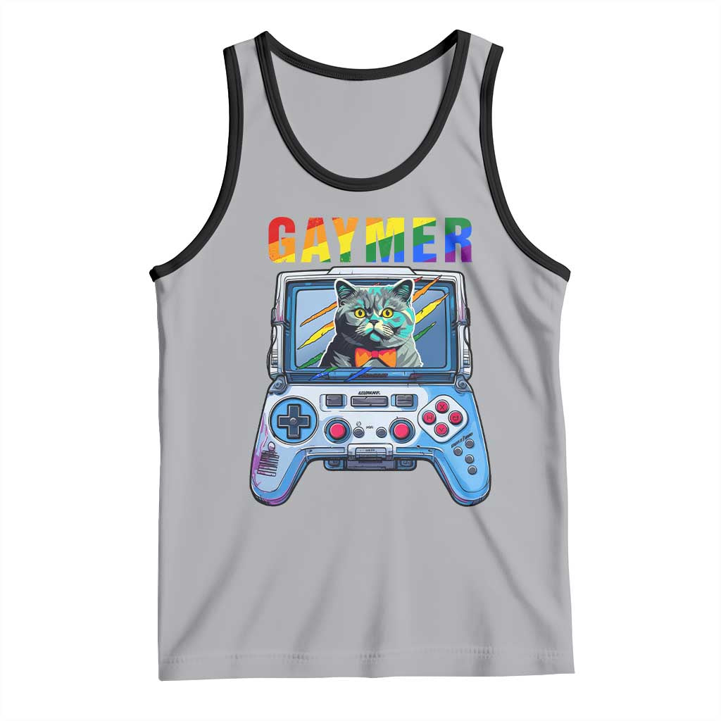Gaymer Cat LGBT Gay Pride Rainbow Video Game Tank Top TS09 Athletic Heather Black Print Your Wear
