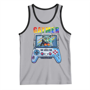 Gaymer Cat LGBT Gay Pride Rainbow Video Game Tank Top TS09 Athletic Heather Black Print Your Wear