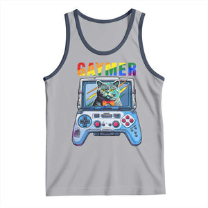 Gaymer Cat LGBT Gay Pride Rainbow Video Game Tank Top TS09 Athletic Heather Navy Print Your Wear