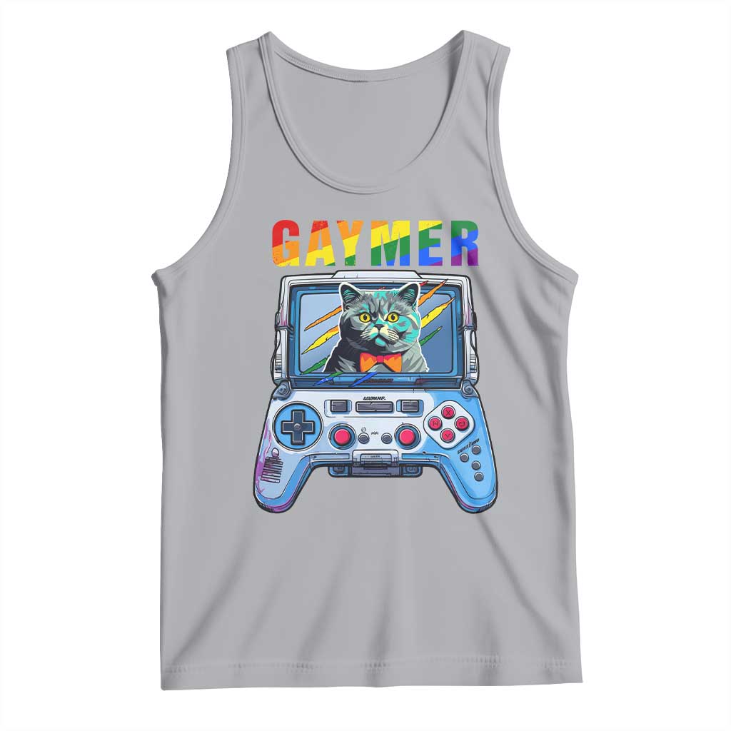 Gaymer Cat LGBT Gay Pride Rainbow Video Game Tank Top TS09 Athletic Heather Print Your Wear