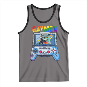 Gaymer Cat LGBT Gay Pride Rainbow Video Game Tank Top TS09 Deep Heather Black Print Your Wear
