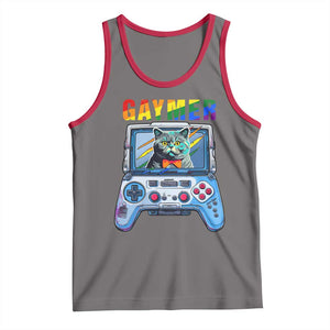Gaymer Cat LGBT Gay Pride Rainbow Video Game Tank Top TS09 Deep Heather Red Print Your Wear
