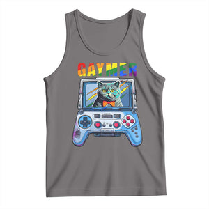 Gaymer Cat LGBT Gay Pride Rainbow Video Game Tank Top TS09 Deep Heather Print Your Wear
