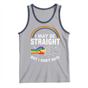 I May Be Straight But I Don't Hate LGBT Pride Tank Top TS09 Athletic Heather Navy Print Your Wear