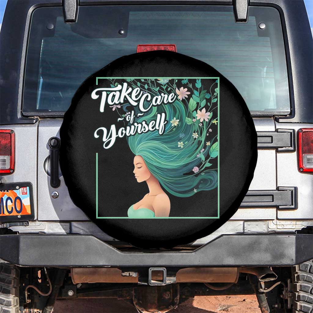 Mental Health Spare Tire Cover Take Care Of Yourself Self-Love Body Positive TS09 No hole Black Print Your Wear