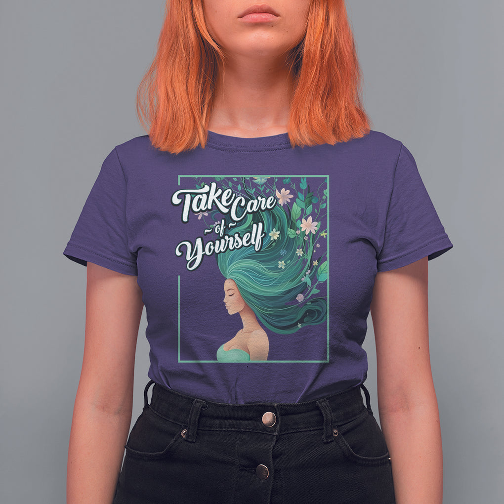 Take Care Of Yourself Self-Love Body Positive Mental Health T Shirt For Women TS09 Purple Printyourwear
