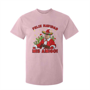 Funny Mexico Xmas Trump T Shirt For Kid Feliz Navidad Mis Amigo Trump Santa TS09 Light Pink Print Your Wear