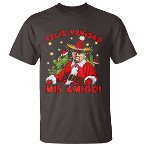 Funny Mexico Xmas Trump T Shirt Feliz Navidad Mis Amigo Trump Santa TS09 Dark Chocolate Print Your Wear