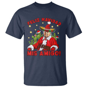 Funny Mexico Xmas Trump T Shirt Feliz Navidad Mis Amigo Trump Santa TS09 Navy Print Your Wear