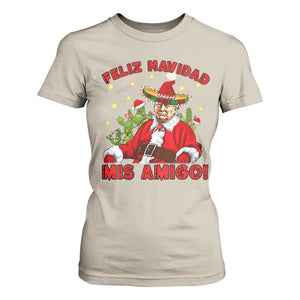 Funny Mexico Xmas Trump T Shirt For Women Feliz Navidad Mis Amigo Trump Santa TS09 Sand Print Your Wear