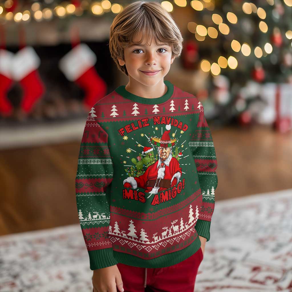 Funny Mexico Xmas Trump Ugly Christmas Sweater Feliz Navidad Mis Amigo Trump Santa TS09 Christmas Print Your Wear
