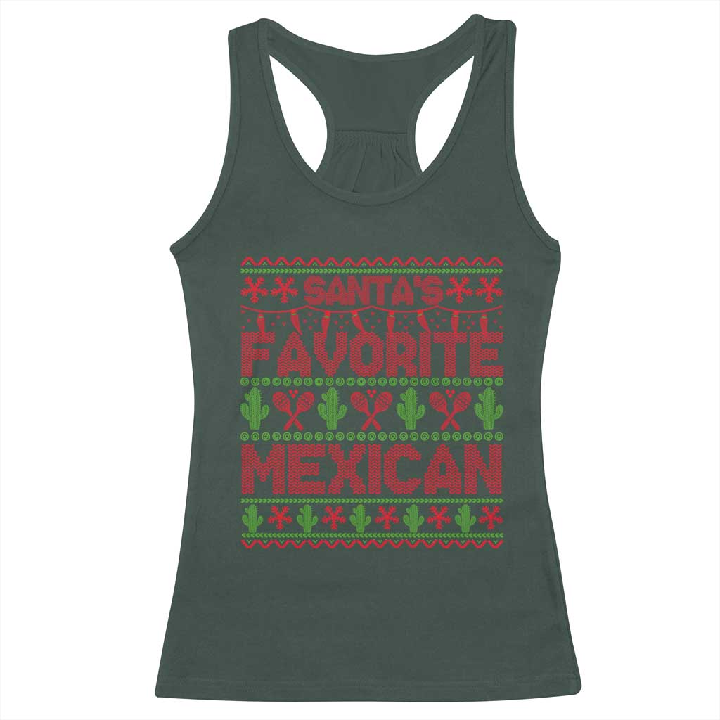Funny Mexico Xmas Racerback Tank Top Santa' Favorite Mexican TS09 Dark Forest Green Print Your Wear