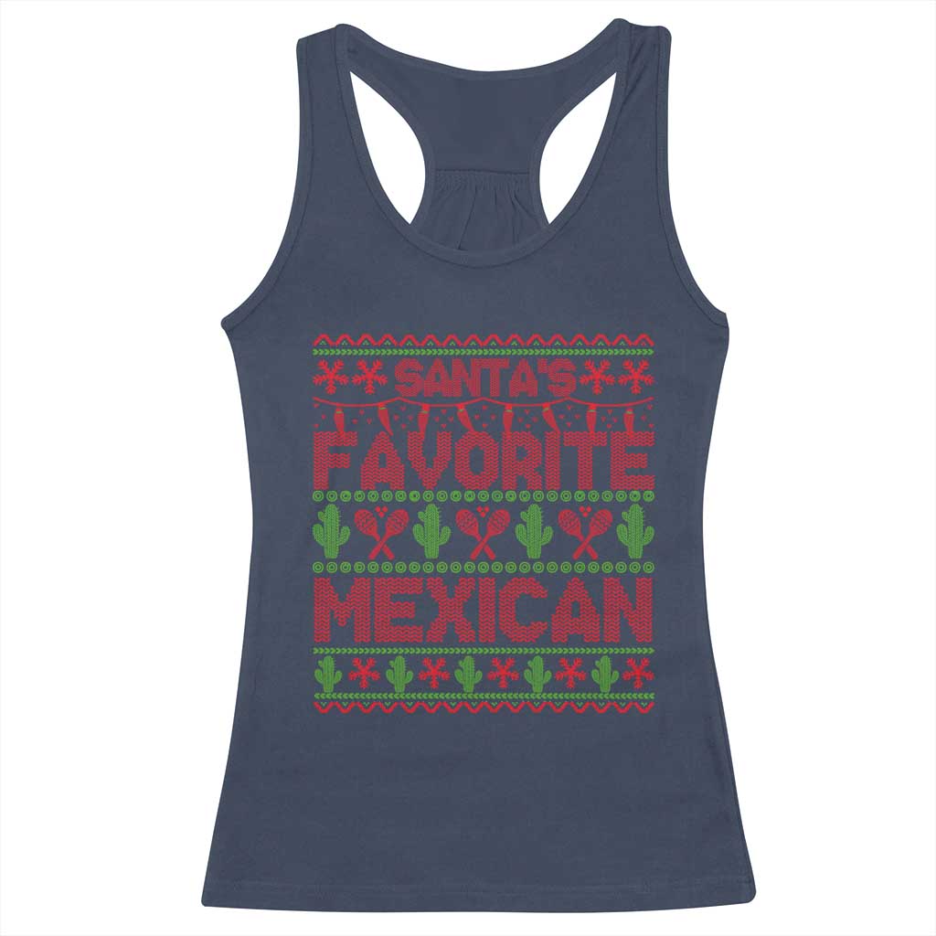 Funny Mexico Xmas Racerback Tank Top Santa' Favorite Mexican TS09 Navy Print Your Wear